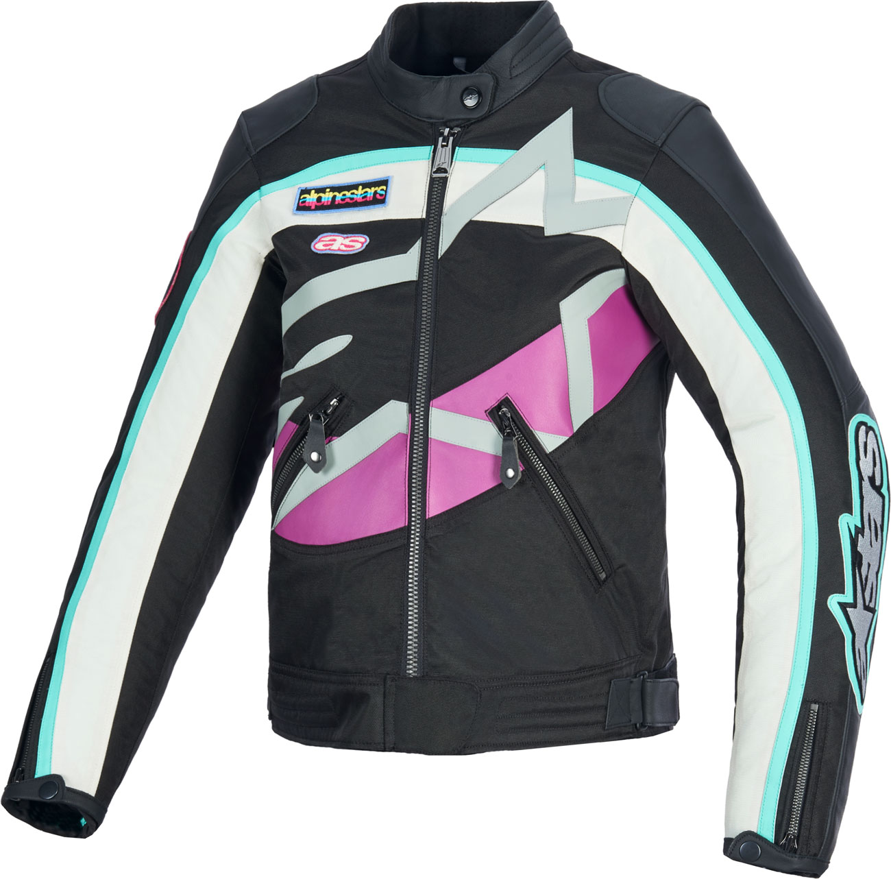Alpinestars Idles, Textil-/Lederjacke Damen - Schwarz/Weiß/Grün - S