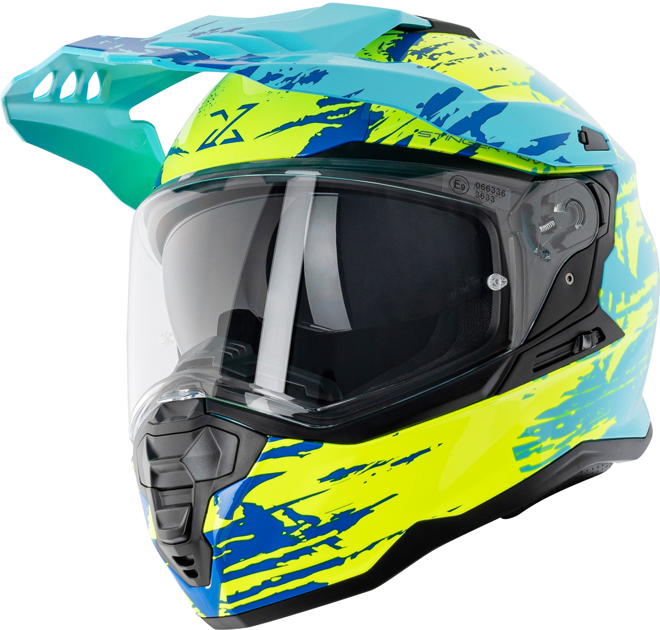 Spec-X SX-62.01 R1, Endurohelm - Hellblau/Neon-Gelb - M