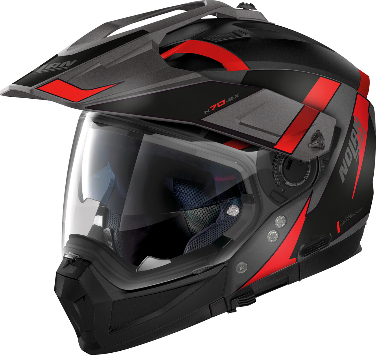 Casque Nolan N70-2 X 06 Skyfall 57 Gris Mat Rouge - Casque Transformable NOLAN