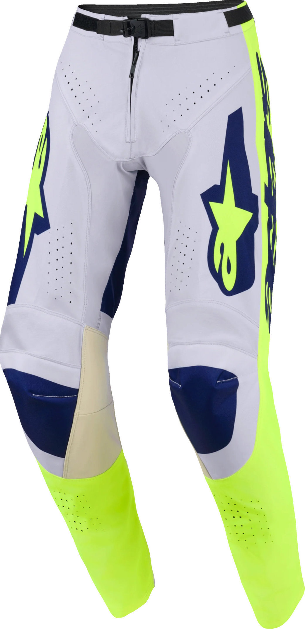 Alpinestars Racer Air Riway, Textilhose - Hellgrau/Neon-Gelb/Blau - 28