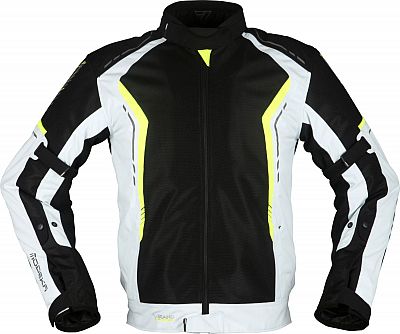 Modeka Khao Air, Textiljacke wasserdicht - Schwarz/Hellgrau/Neon-Gelb - L