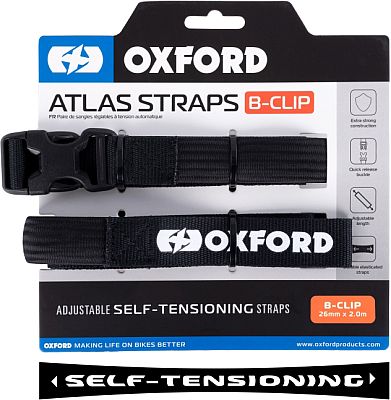 Oxford Atlas B-Clip, selbstspannende Gurte - Schwarz - 26 mm x 2