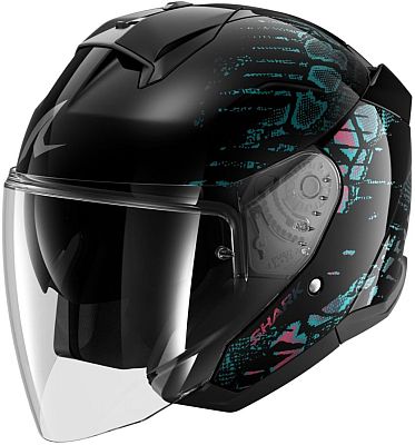 Shark Skwal Jet Reptaia, Jethelm - Schwarz/Türkis/Pink - XS