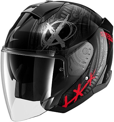 Shark Skwal Jet Shiever, Jethelm - Schwarz/Grau/Rot - XXL