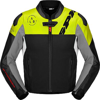 Spidi DP-Progressive Hybrid, Leder- Textiljacke - Schwarz/Neon-Gelb/Weiß/Grau - 54