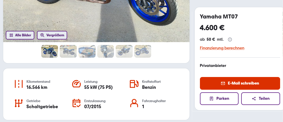 erstes Motorrad Screenshot mobile